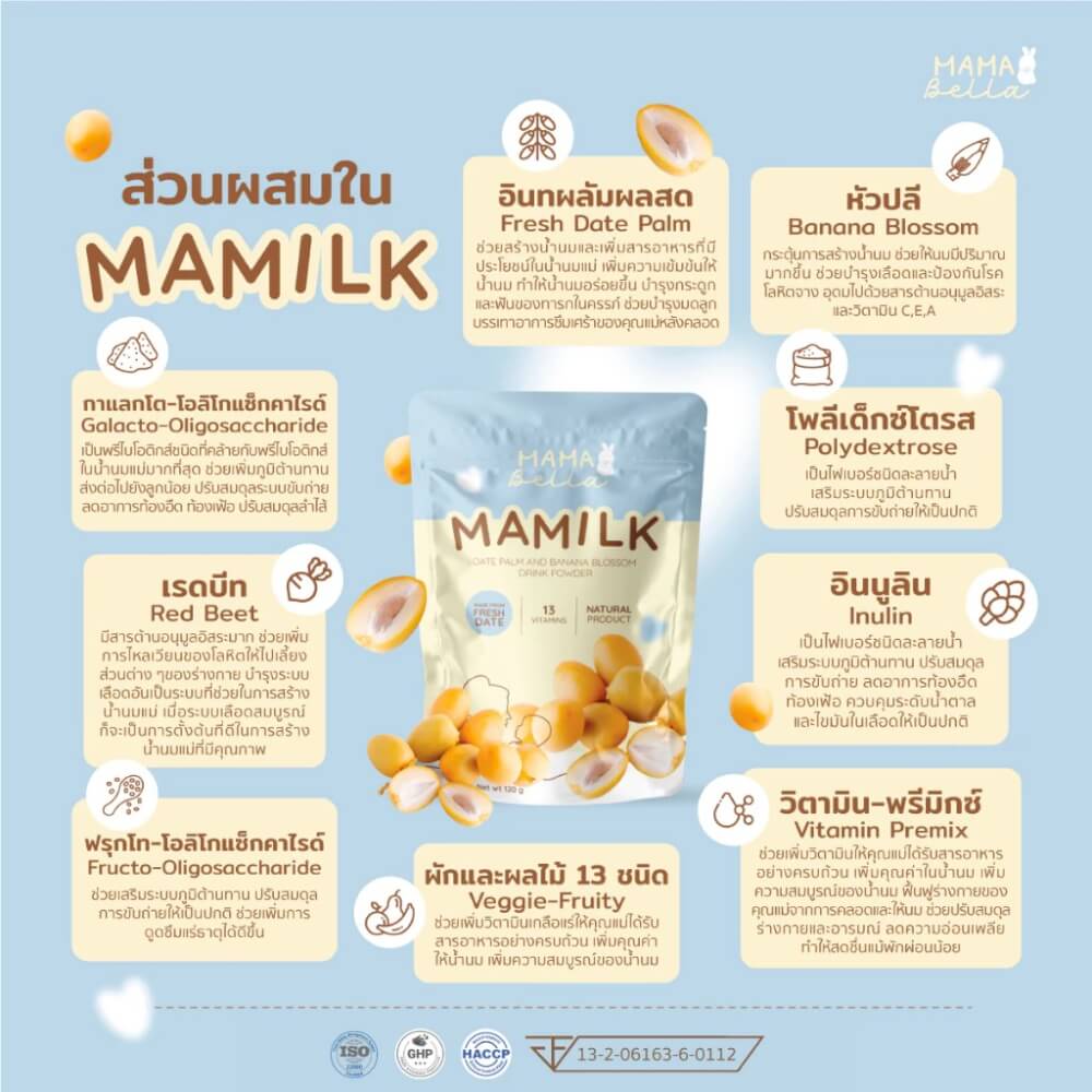 เครื่องดื่มผสมอินทผลัมและหัวปลีชนิดผง MAMABELLA รสกล้วยหอม 120 กรัม